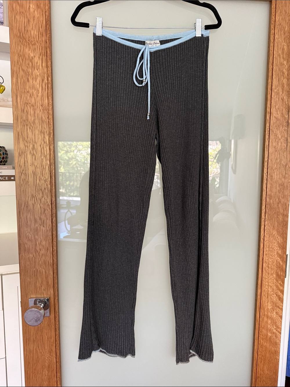 Frankie’s Bikinis Cloud Knit Lounge Pants with Blue Trim